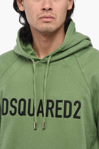 Felpa Hoodie in Tinta Unita con Logo in Rilievo