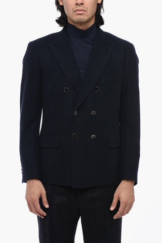 Blazer Doppiopetto in Cashmere con Revers a Lancia