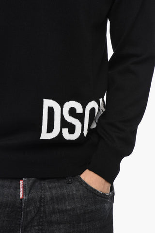 Virgin Wool Crew-neck Sweater with Contrasting Logo