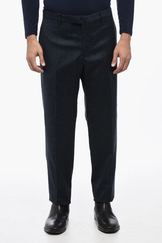 Slim-Fit Virgin Wool Trousers With Turn-Up Hem