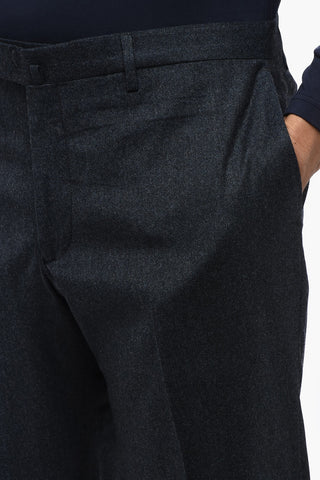 Slim-Fit Virgin Wool Trousers With Turn-Up Hem