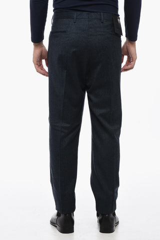 Slim-Fit Virgin Wool Trousers With Turn-Up Hem