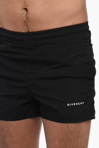 Nylon Swim Shorts with Embroidered Logo