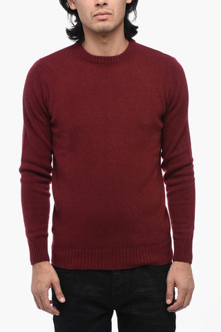 SUGAR Solid Color Wool and Cashmere Crew-neck Sweater