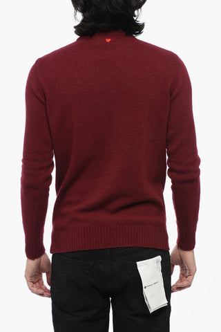 SUGAR Solid Color Wool and Cashmere Crew-neck Sweater