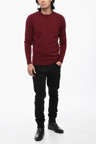 SUGAR Solid Color Wool and Cashmere Crew-neck Sweater