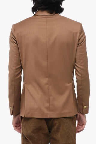 Twill Double Breasted Blazer with Golden Buttons