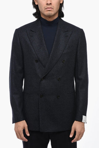 Blazer a Doppiopetto in Lana e Nylon con Doppio Spacco