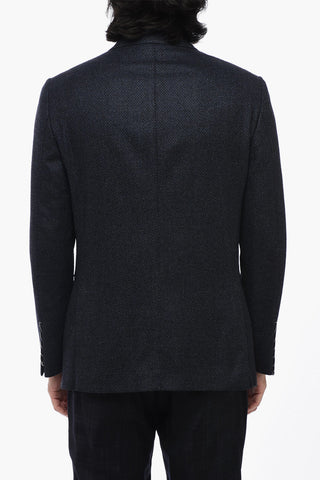 Blazer a Doppiopetto in Lana e Nylon con Doppio Spacco