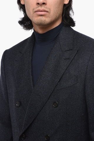 Blazer a Doppiopetto in Lana e Nylon con Doppio Spacco