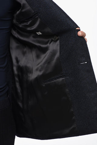Blazer a Doppiopetto in Lana e Nylon con Doppio Spacco