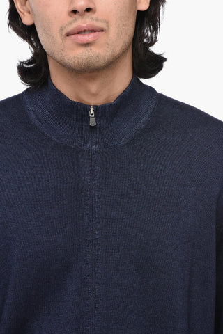 Virgin Wool Sweater with Zip Closure