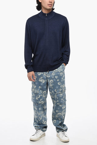 Virgin Wool Sweater with Zip Closure