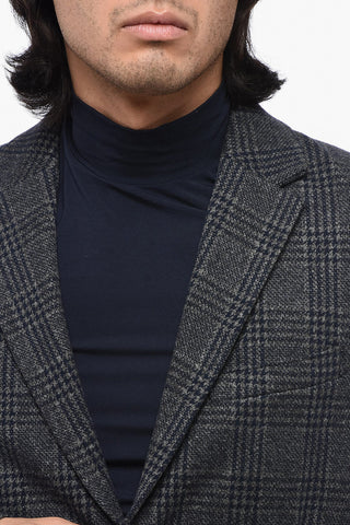 Distric Check Motif Single-Breasted Blazer
