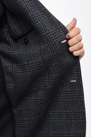 Distric Check Motif Single-Breasted Blazer