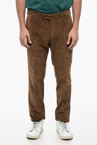 Pantaloni in Velour a Coste Super Slim Fit