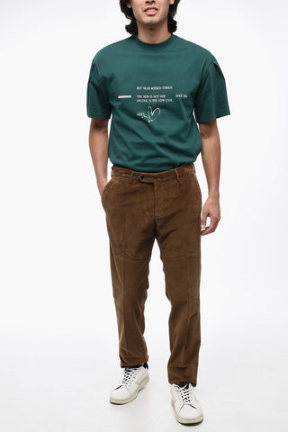Pantaloni in Velour a Coste Super Slim Fit