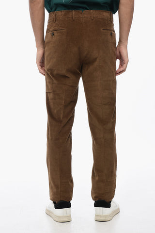 Pantaloni in Velour a Coste Super Slim Fit