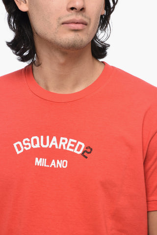 T-Shirt Girocollo in Cotone con Stampa Frontale