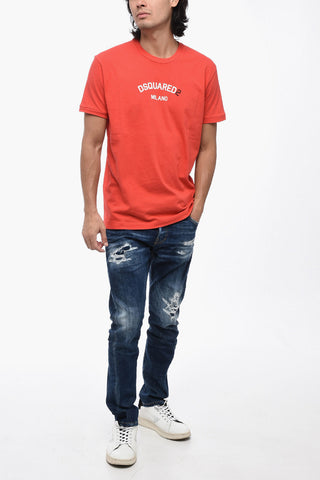 T-Shirt Girocollo in Cotone con Stampa Frontale