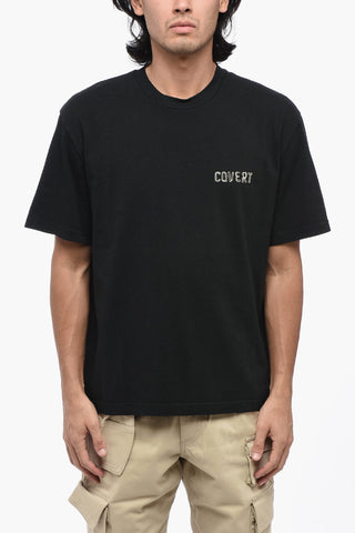 Solid Color Crew-neck T-Shirt with Printed Logo