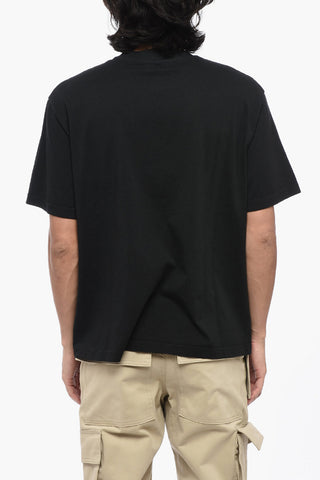 Solid Color Crew-neck T-Shirt with Printed Logo