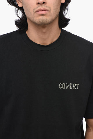 Solid Color Crew-neck T-Shirt with Printed Logo