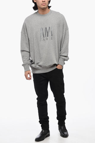 Crewneck Sweatshirt with Ton-sur-ton Embroidered Logo