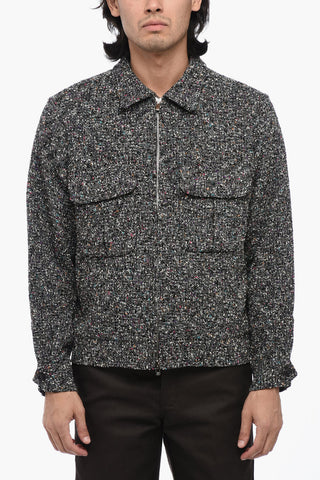 Wool Blend FANCY CLOTH Jacket with Double Breast Pocket