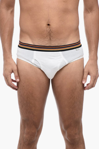 Organic Cotton Briefs with Multicolor Striped Elastic Waistband