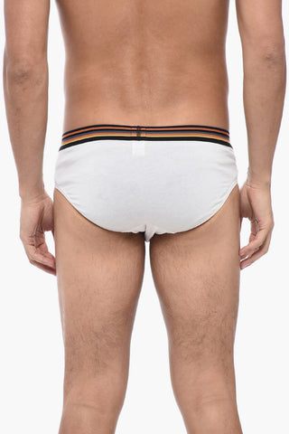 Organic Cotton Briefs with Multicolor Striped Elastic Waistband