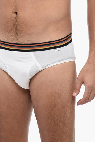 Organic Cotton Briefs with Multicolor Striped Elastic Waistband