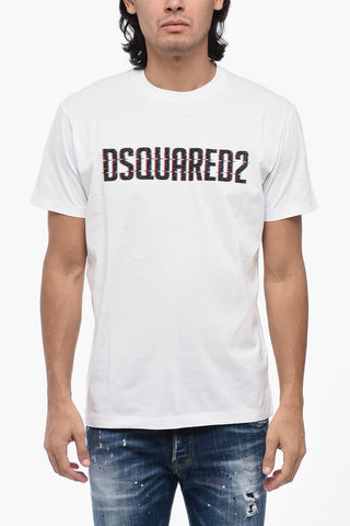 Crewneck T-Shirt COOL FIT in Solid Color with Printed Logo