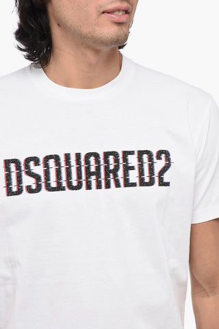 Crewneck T-Shirt COOL FIT in Solid Color with Printed Logo