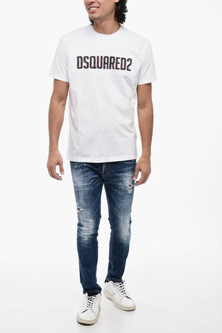 Crewneck T-Shirt COOL FIT in Solid Color with Printed Logo