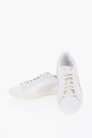 Textured Leather Low-Top Sneakers with Suede Detail