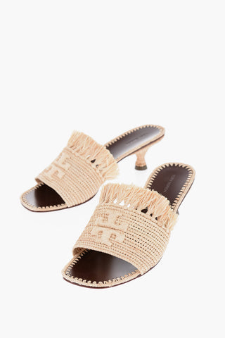 Mules ELEANOR in Rafia con Logo in Rilievo