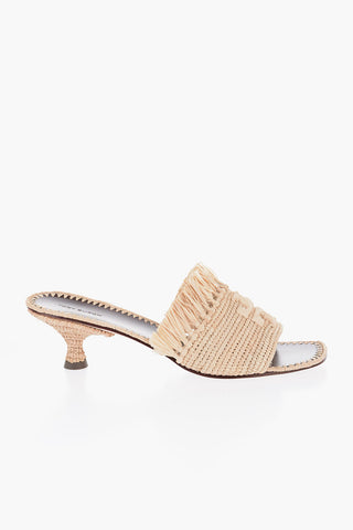 Mules ELEANOR in Rafia con Logo in Rilievo