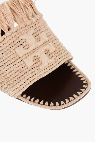 Mules ELEANOR in Rafia con Logo in Rilievo