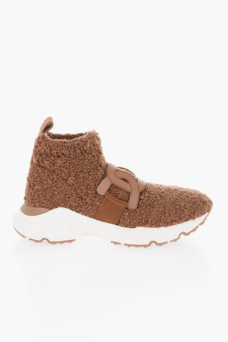 Boucle' Fabric Pull-On Socks Sneakers