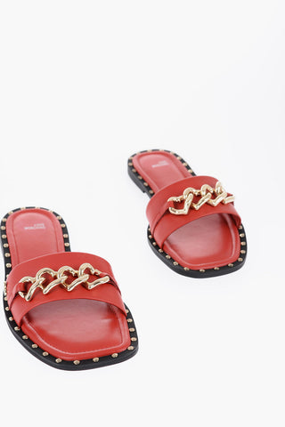 LOVE Sandali In Pelle con Con Borchi Dorate