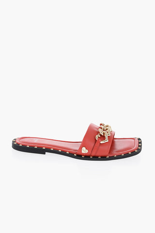 LOVE Sandali In Pelle con Con Borchi Dorate