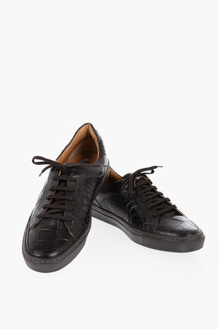 Low Crocodile Leather Sneakers