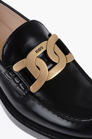 Leather Bit Loafers with Goden Effect Chain