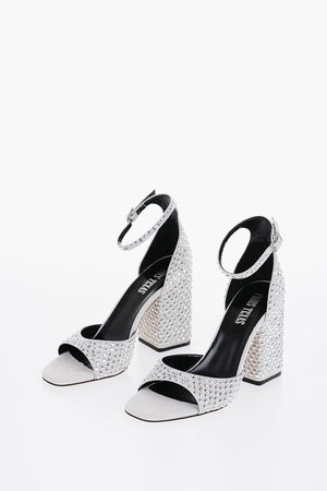 Suede Ankle Strap Sandals HOLLY FIONA with All-Over Jewels 10cm