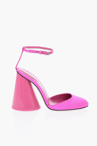 Satin Ankle Strap Pumps with maxi Heel 10,5cm