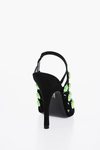 Slingback GRID in Suede con Gioielli e Tacco 12,5cm