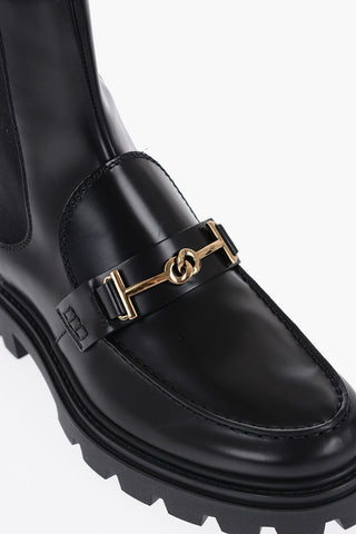 Leather Chelsea Booties with Glden-Effect Horsebite