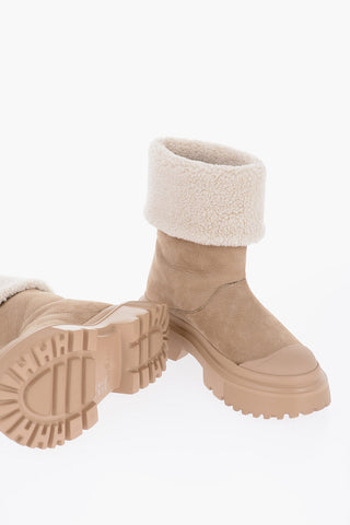 Suede Ankle Boots with Shearling Detail