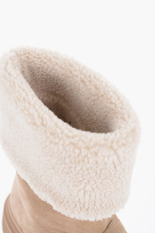 Suede Ankle Boots with Shearling Detail